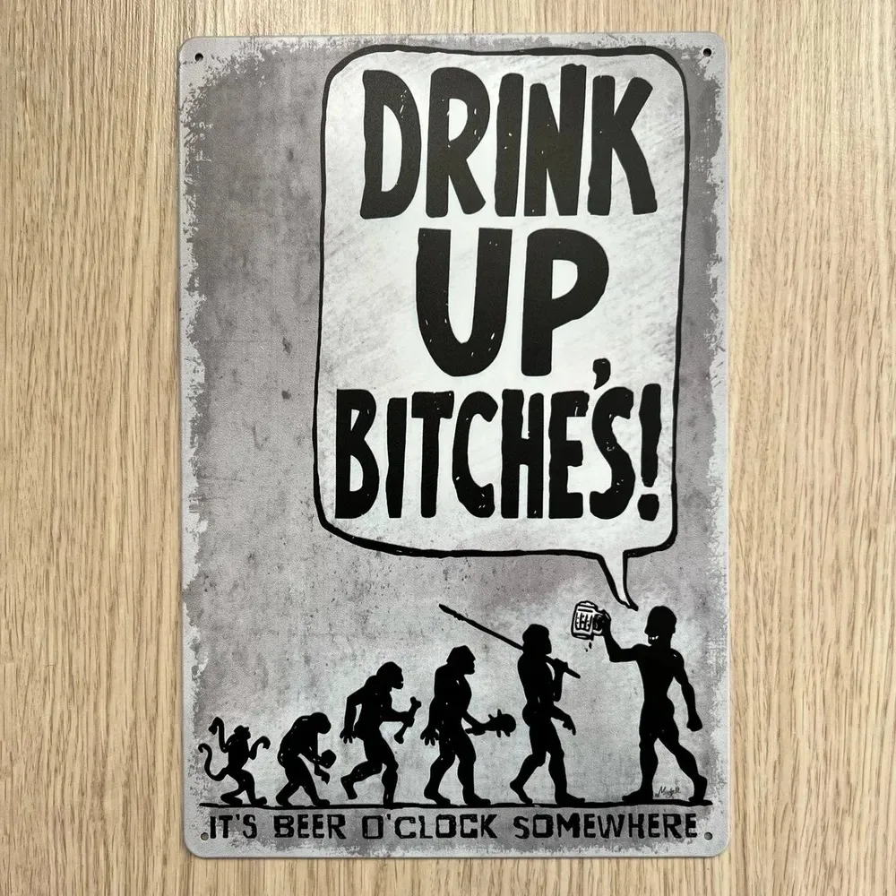 Tin Sign - Human Evolution Bee - огляд і ціна Vintage Collectible Plates